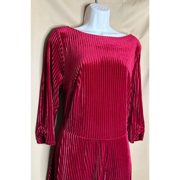 Unique Vintage Garnet Red Ribbed Velvet Swing Dress 1X NWOT - Picture 4 of 6